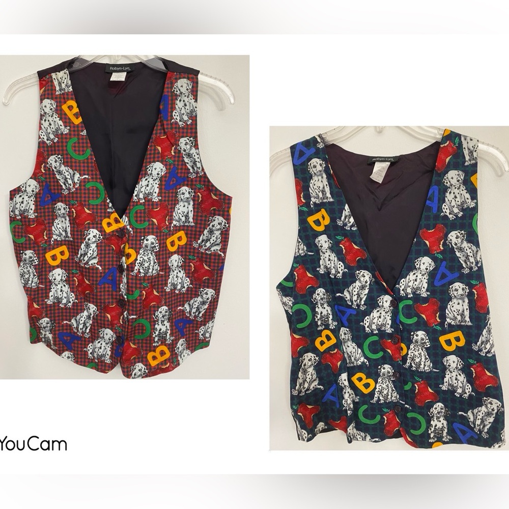 2 Vintage 90’s Y2K Dalmatian plaid print vest - excellent condition